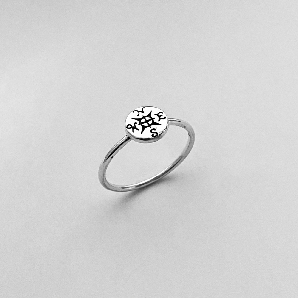 Sterling Silver Small Compass Ring, Silver Ring - image 5